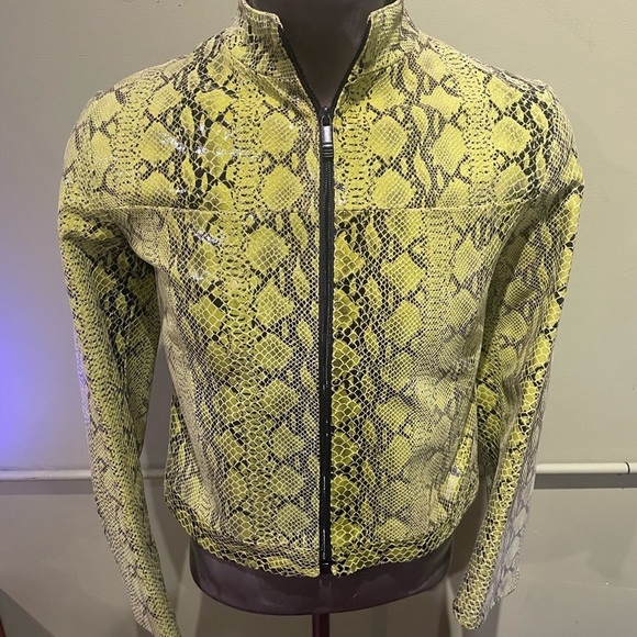 Jackets & Blazers - Vera Pelle Women jacket atialan leather green Snake Print Jacket M